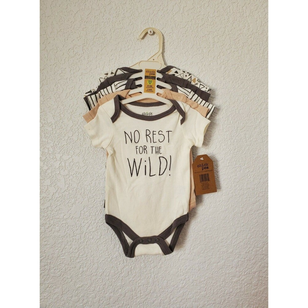 Chick Pea Baby Boys 5-pc.Bunny Set NEW 3-6 & 0-3 Month Gray/Brown White bodysuit